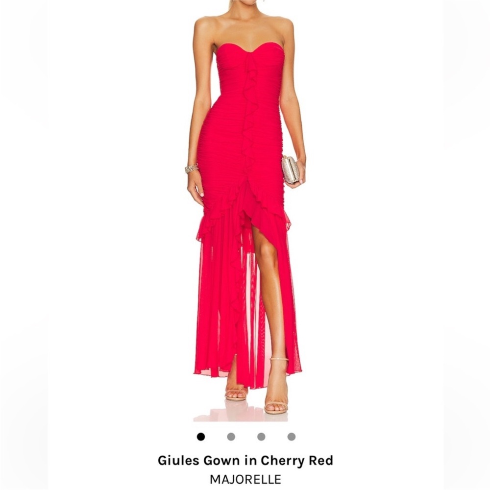 MAJORELLE Strapless Cherry Red Dress